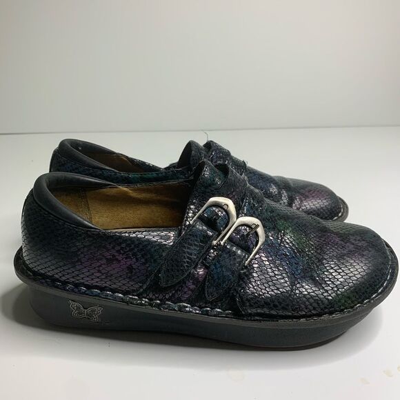 Alegria Alli leather clog comfort shoes embossed‎ colorful size 38 - Picture 1 of 8